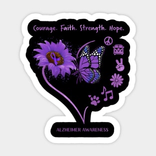 Courage. Faith. Strength. Hope Alzheimer Awareness Gift Sticker